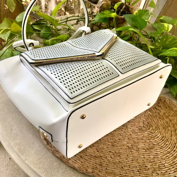 STUNNING WHITE/SILVER HANDBAG Designer Inspired SHOULDER BAG/TOTE❤️NEW W/TAG - Picture 8 of 16